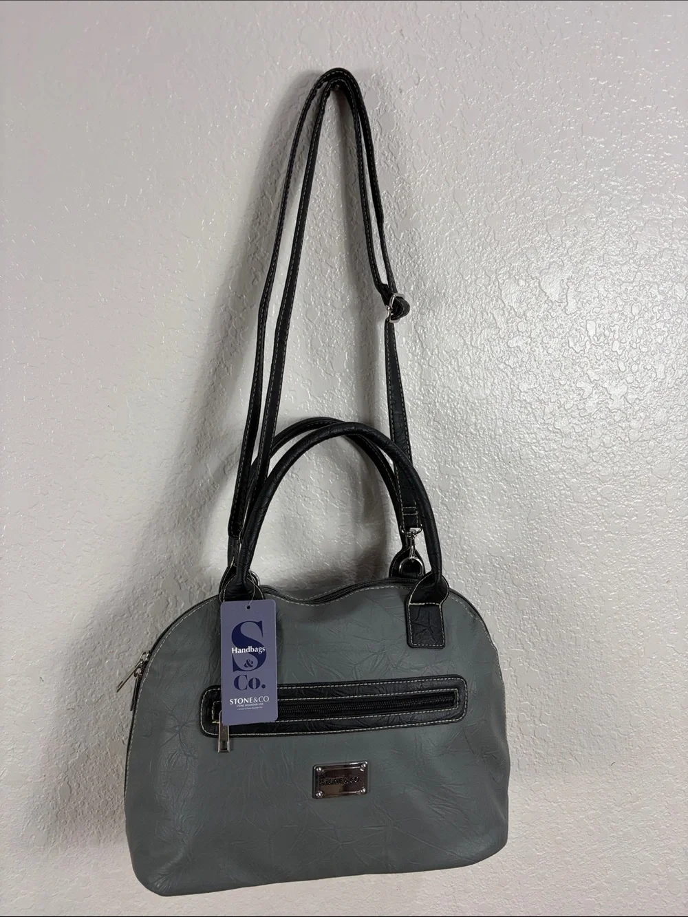 Stone & Co. Gray and Black Women’s Shoulder Satchel - Picture 4 of 17